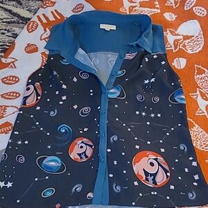 Cosmic Print Sleeveless Blouse